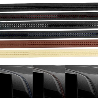 【UTHU】PU Leather Car Interior Sticker Door Decor Trim Strip Brown Easy Installation