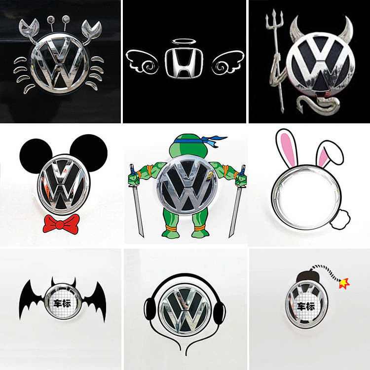 Volkswagen Car Logo Decorative Sticker TikTok Personality Creative Cute Car Tail Tag Modification St