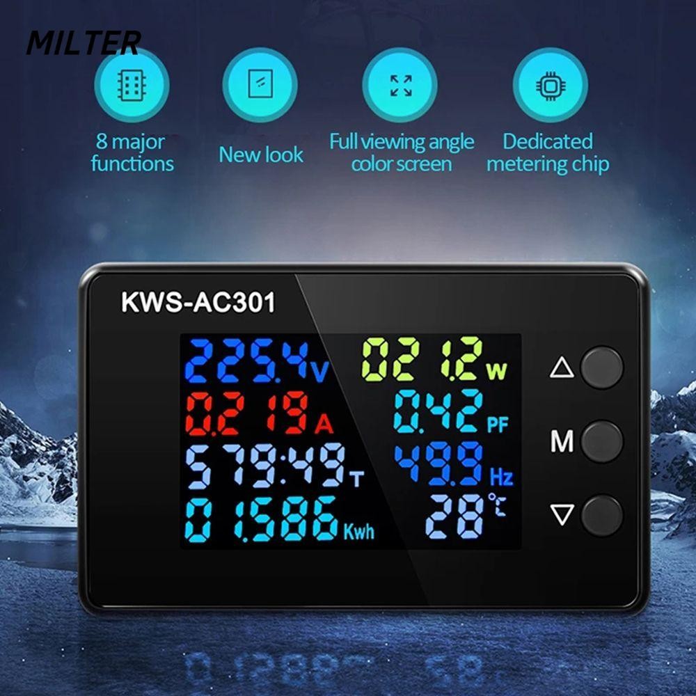 Vôn kế kỹ thuật số MILTER Ampe kế KWS-AC301 AC 50-300V Máy dò nguồn Chip chuyên dụng Máy đo năng lượ