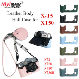  Ốp lưng Fujifilm XT50 Vỏ nửa thân bằng da PU Fuji XT30 XT30 II X-T5 XT5 30 Mark II Túi bảo vệ máy ảnh Bao da họa tiết vải lanh 