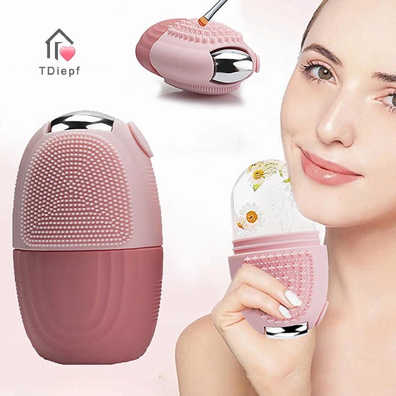 [TDiepf] Gua Sha 2 trong 1 Ice Face Roller Lifting Eye Bag Roller Con lăn Contour Tool Khay bóng đá 