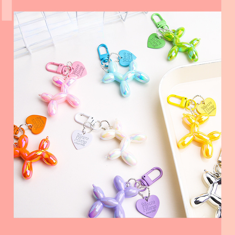 [JIN] Macaron Color Cartoon Laser Balloon Dog Móc khóa Mặt dây chuyền, Mặt dây chuyền trang sức tình