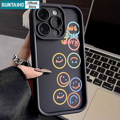Suntaiho Nhiều Màu Sắc Mặt Cười Họa Tiết Năng Lượng Ốp Lưng Điện Thoại Silicon Mờ Mềm Cao Cấp Chống Sốc Cho iPhone 11 12 13 14 15 16 Pro max IP 7 8 Plus Iphon X Xs XR Xs max
