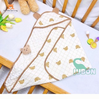 Choàng Ủ Xô Muslin 4 Lớp JUBON Có Mũ Thoáng Mát Mềm Mịn Cho Bé Sơ Sinh Vải Cotton Voi