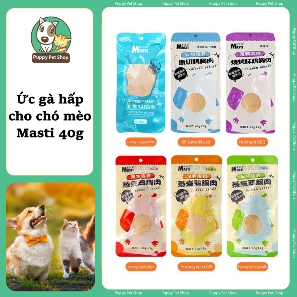 Ức gà Masti 40g nhiều vị cho chó mèo - đồ thưởng cho chó mèo - Puppy Pet Shop