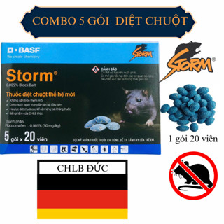 [Combo 1 hộp] Hộp 5 gói diệt chuột STORM 0.005% 100 viên ( gói 20 viên), chuột sinh học, kẹo chuột