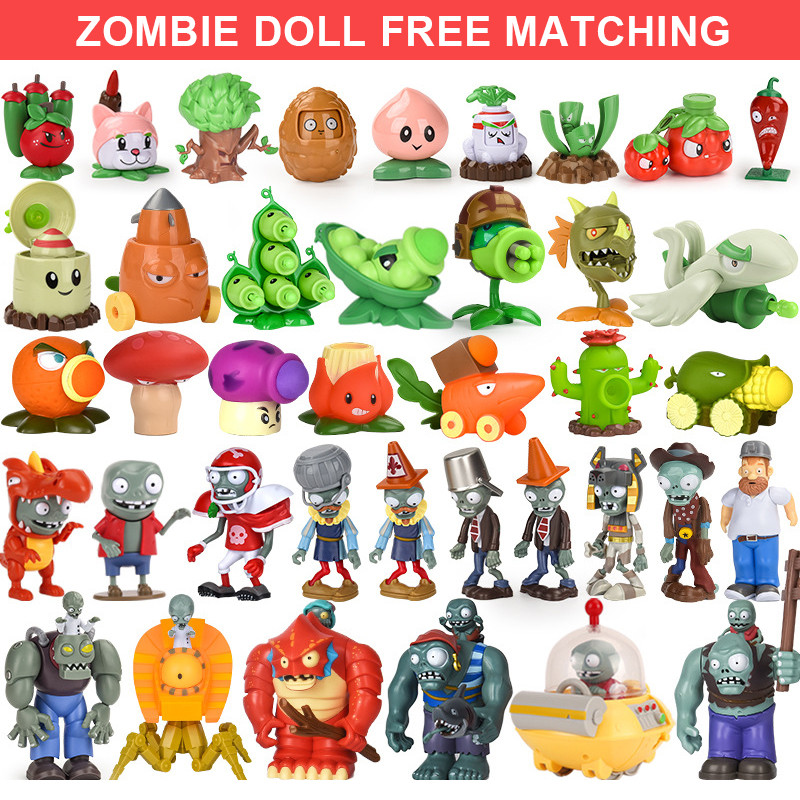 Plants vs zombie zombie búp bê hình đồ chơi tất cả các bộ trò chơi vai mô hình trang trí máy phóng z