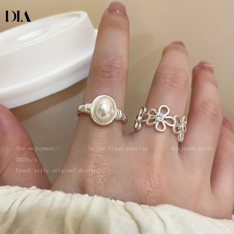 Nhẫn hở Hoa Ngọc Trai Nhẫn ngón trỏ cao cấp sang trọng nhẹ cho nữ