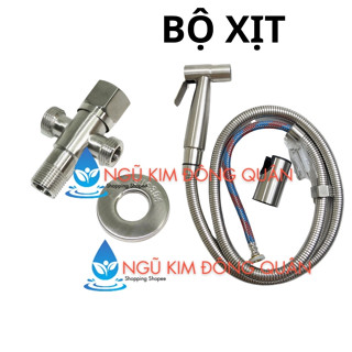 Combo bộ vòi xịt vệ sinh (toilet) SUS Inox 304 và van nước chữ T Inox 304, mua về chỉ việc ráp vào toilet