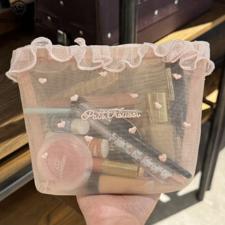 Túi đựng mỹ phẩm MLKSRH KQES Girl Hàn Quốc Ins Style Lưới thêu tình yêu Túi đựng khăn giấy di động và dễ thương