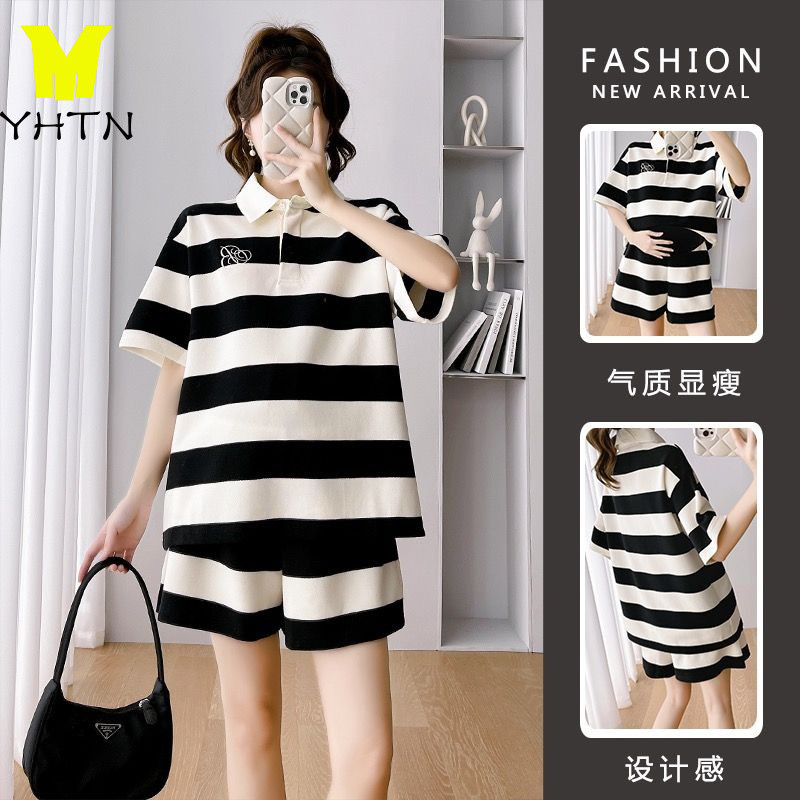 YHTN đồ bộ bầu xinh đồ bầu set quần áo dễ thương Thời trang bigsize set bầu