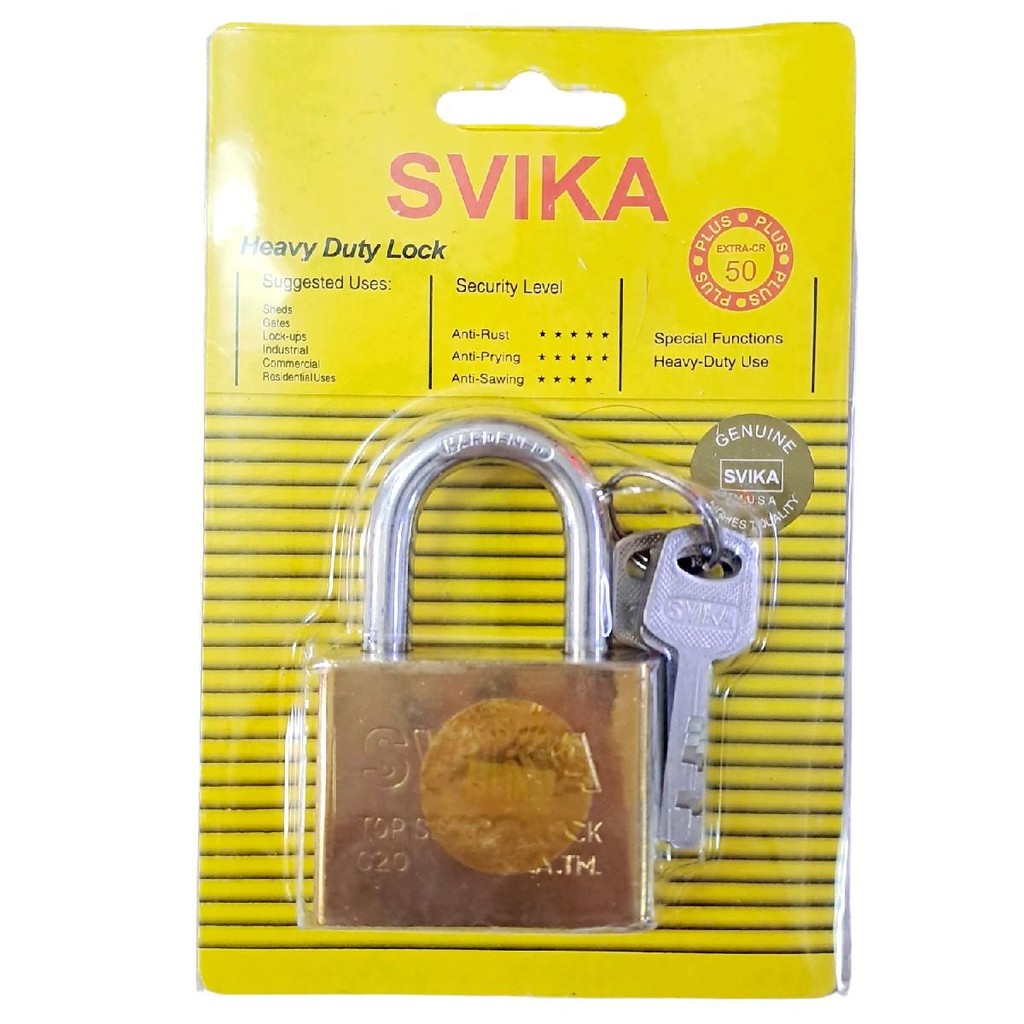 Ổ khóa cửa chìa vuông SVIKA TM.USA vàng 50mm Key Lock Lắp ráp hoàn chỉnh