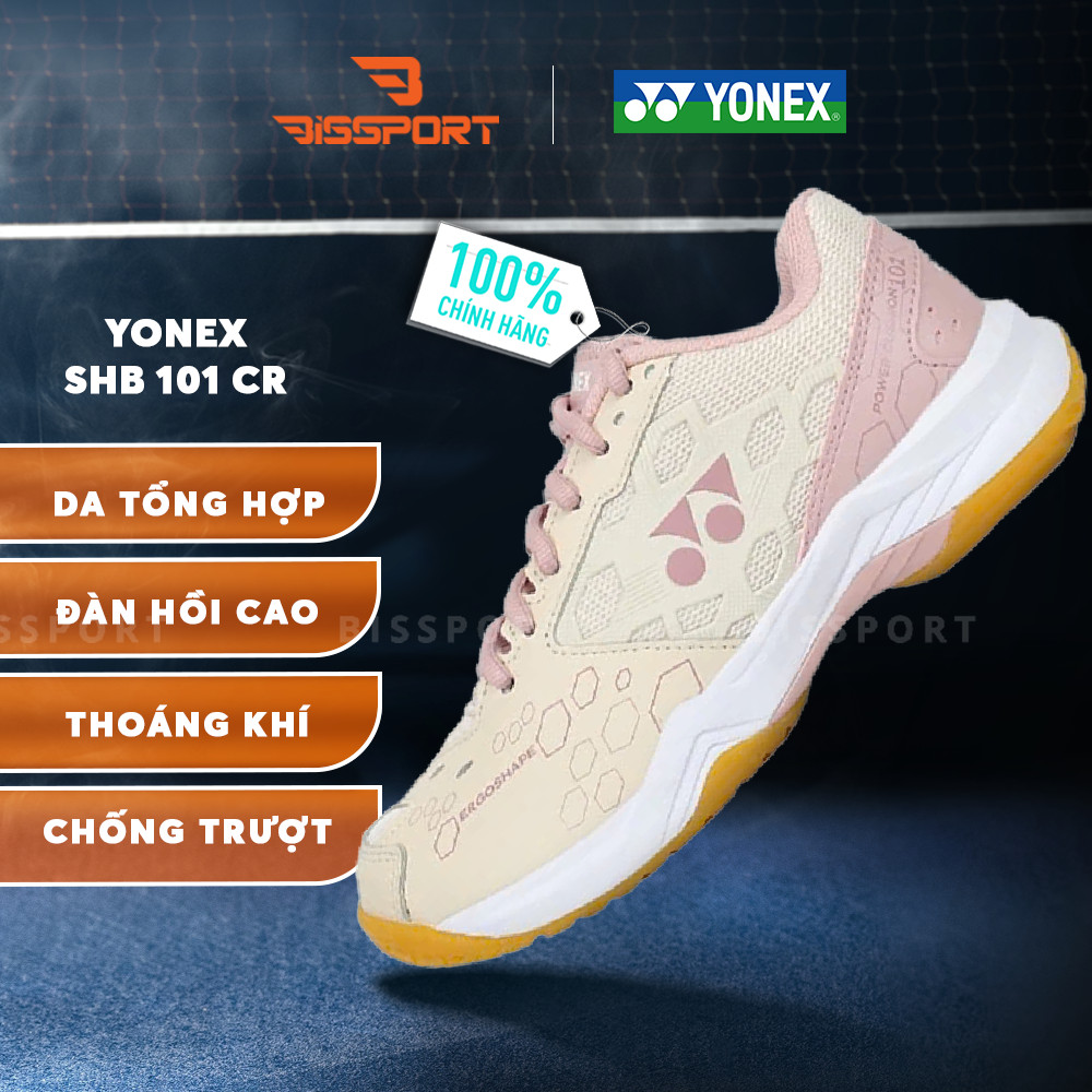 Giày Cầu Lông Yonex SHB101CR Hồng Phấn Chính Hãng – Đế Cao Su Chống Trơn – Da Chống Bám Bụi, Êm Chân