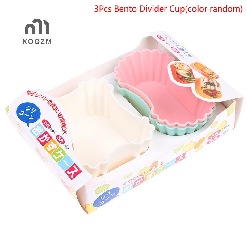 [Koqzm] 3 Cái Bento Chia Cốc Lót Hộp Cơm Trưa Thực Phẩm Mềm Silicone Onigiri Phụ Kiện [Mới]