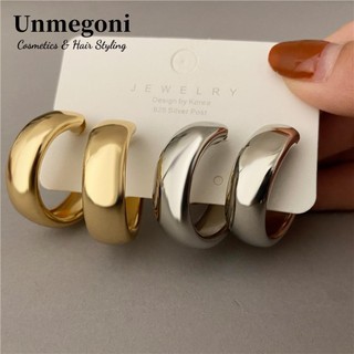 Bông tai thả UNMEGONI, Bông tai vòng đơn giản hợp thời trang, Phụ kiện vòng tròn tối giản màu bạc sang trọng cho bé gái