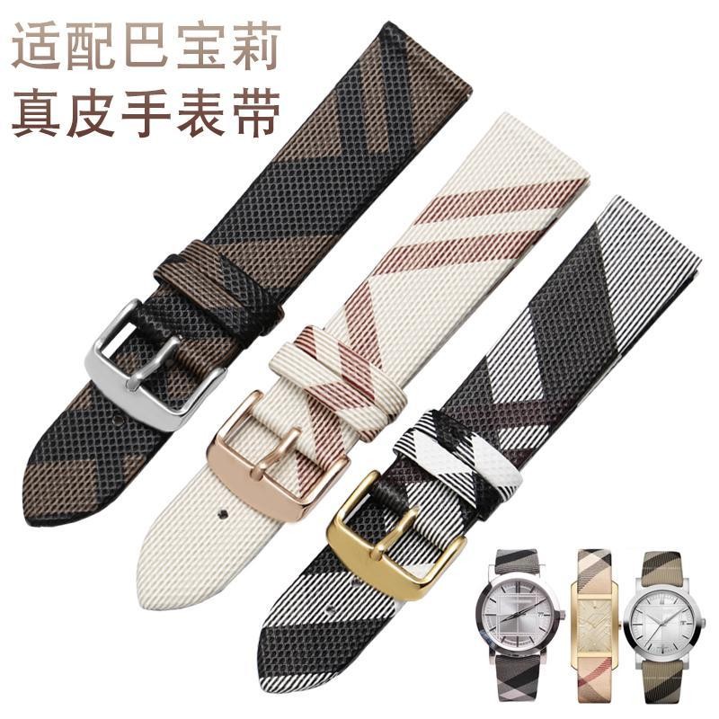 Dây đeo đồng hồ bằng da thật chính hãng Thích ứng với BURBERRY BU19384 BURBERRY Họa tiết kẻ sọc cổ đ