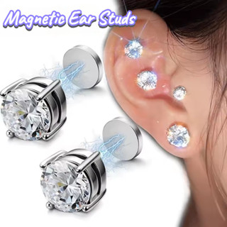 Bông tai từ tính thời trang - Bông tai nam châm tỏa sáng cho nữ - Kẹp tai đá Zircon - Bông tai chống xỏ khuyên