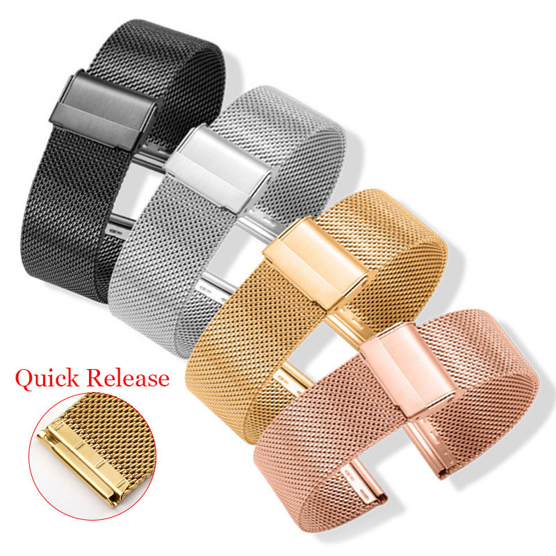 Dây đeo đồng hồ Milanese 0,6 lưới Dây đeo đồng hồ bằng thép không gỉ 12mm 14mm 16mm 18mm 20mm 22mm 2