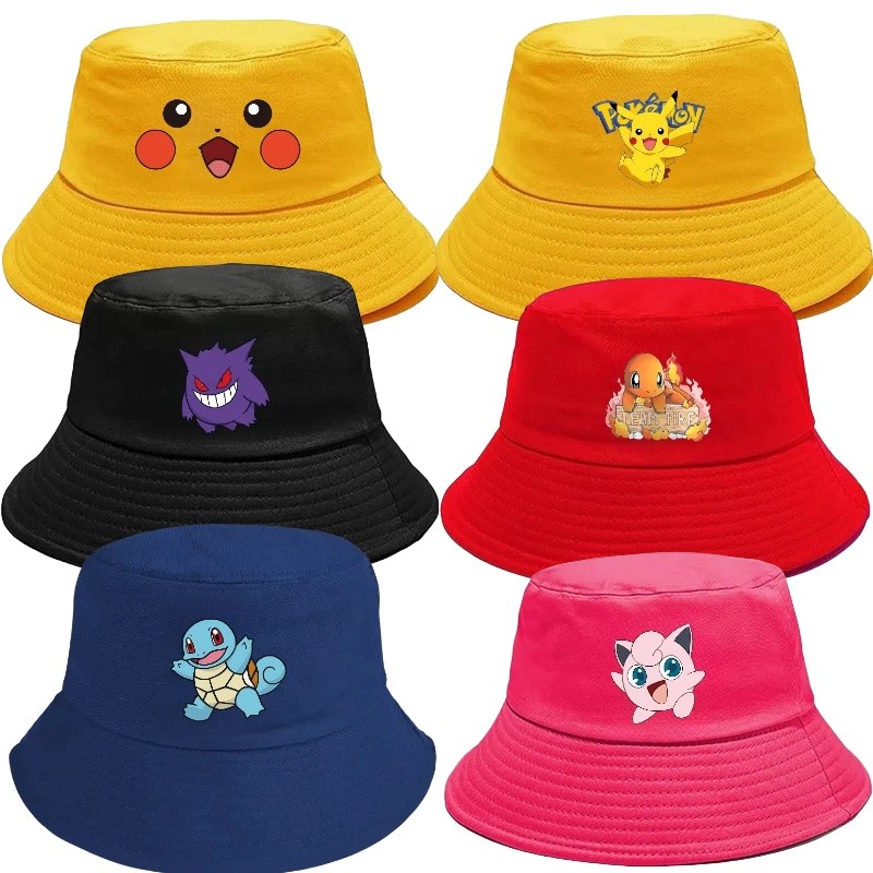 Mũ Xô Pokemon Mũ Trẻ Em Mặc Mùa Hè Hoạt Hình Mũ Câu Cá Du Lịch Đi Biển Mũ Chống Nắng