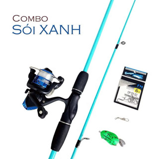 Bộ Combo Cần Câu Lure Sói Xanh Kèm Máy Đứng YF200 Kèm Phụ Kiện Đầy Đủ- Combo Cần Câu Giá Rẻ, Học Sinh đct