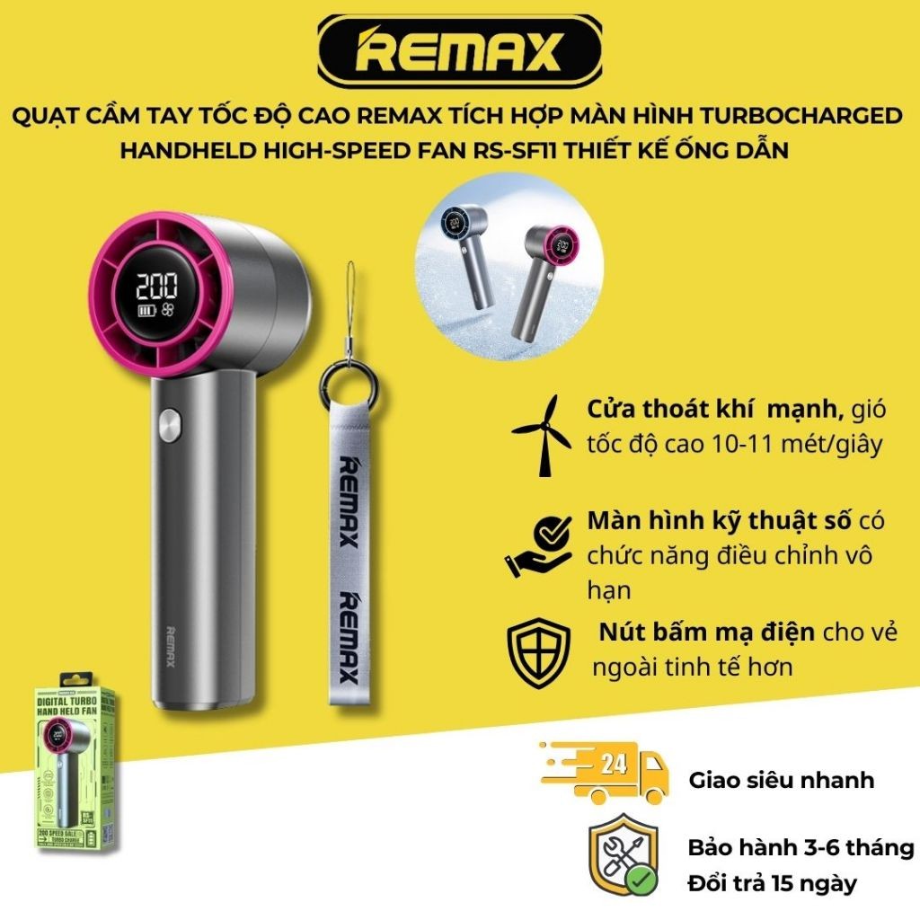 Quạt cầm tay tốc độ cao REMAX tích hợp màn hình turbocharged handheld high-speed fan RS-SF11