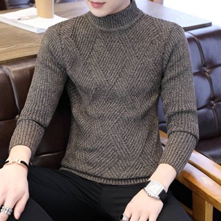 Mùa Đông Nửa Cổ Áo Len Nam Phiên Bản Hàn Quốc Hợp Thời Trang Slim fit Dày Dệt Kim Áo Len Trẻ Trung