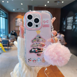  Vỏ Tương Thích Cho iPhone 16 15 14 13 12 11 Pro Max XR X XS 8 7 6 6s Plus SE Vỏ Điện Thoại Thời Trang Đơn Giản Cây Giáng Sinh Hoạt Hình Người Tuyết Dễ Thương Màu Hồng Ốp Lưng Mềm Chống Rơi 