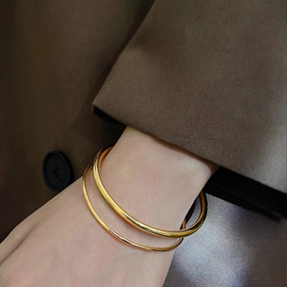 Vòng tay 18K đơn giản, thanh lịch và sáng bóng dành cho nữ, vòng tay vàng không phai màu làm quà tặng cho các cặp đôi SZ04