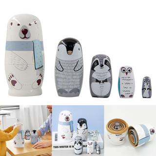 Giáng Sinh Mới Cho Bé Gấu Trắng Matryoshka Làm Tổ Búp Bê Nga Đồ Chơi Động Vật Xếp Chồng Để Bàn Phụ Kiện
