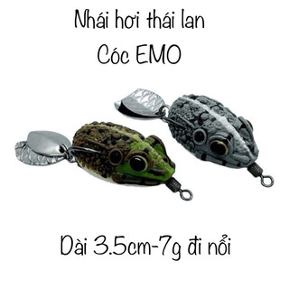  Nhái hơi thái lan CÓC EMO đi nổi lưỡi bkk sắc bén body mềm dai 2 thìa xoay 