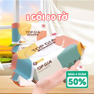 (Mẫu mới) 1 Gói Khăn Ướt Top Gia Đa Sắc, Khăn Giấy Ướt 80 Tờ Không Mùi Cao Cấp - KHĂN ƯỚT TOPGIA
