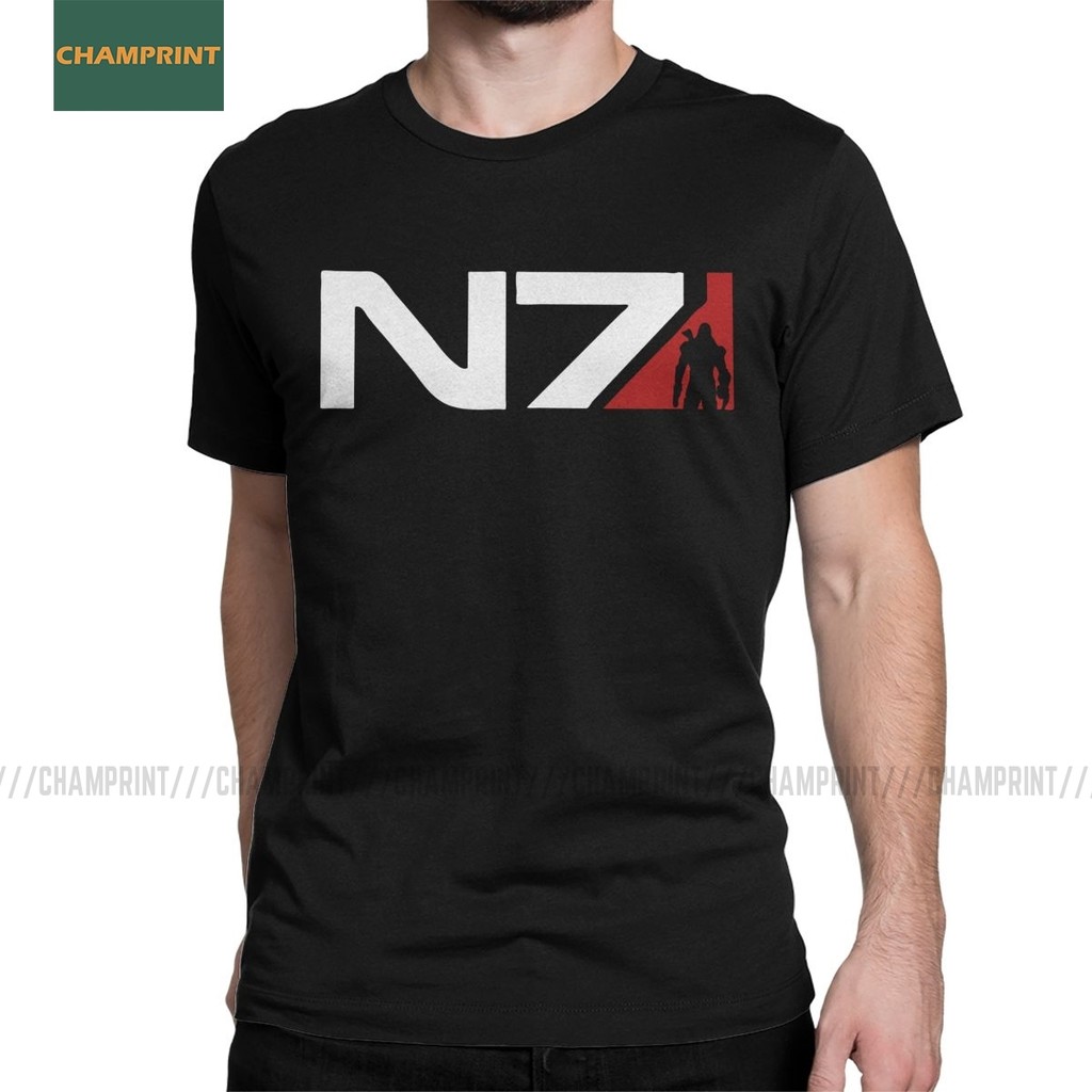 Áo nam N7 M Shep Mass Effect Cotton Tee Tay Ngắn Garrus Commander Wrex Mordin Game Áo Cổ Tròn Áo Plu