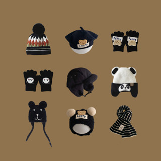 [0-6 Tuổi] Mũ Bé Đen Mùa Đông Ấm Áp Chống Gió Cho Bé Tập Đi Mũ Chui Đầu Hợp Thời Trang Bé Trai Bé Gái Mũ Bảo Vệ Tai Găng Tay Khăn QN412