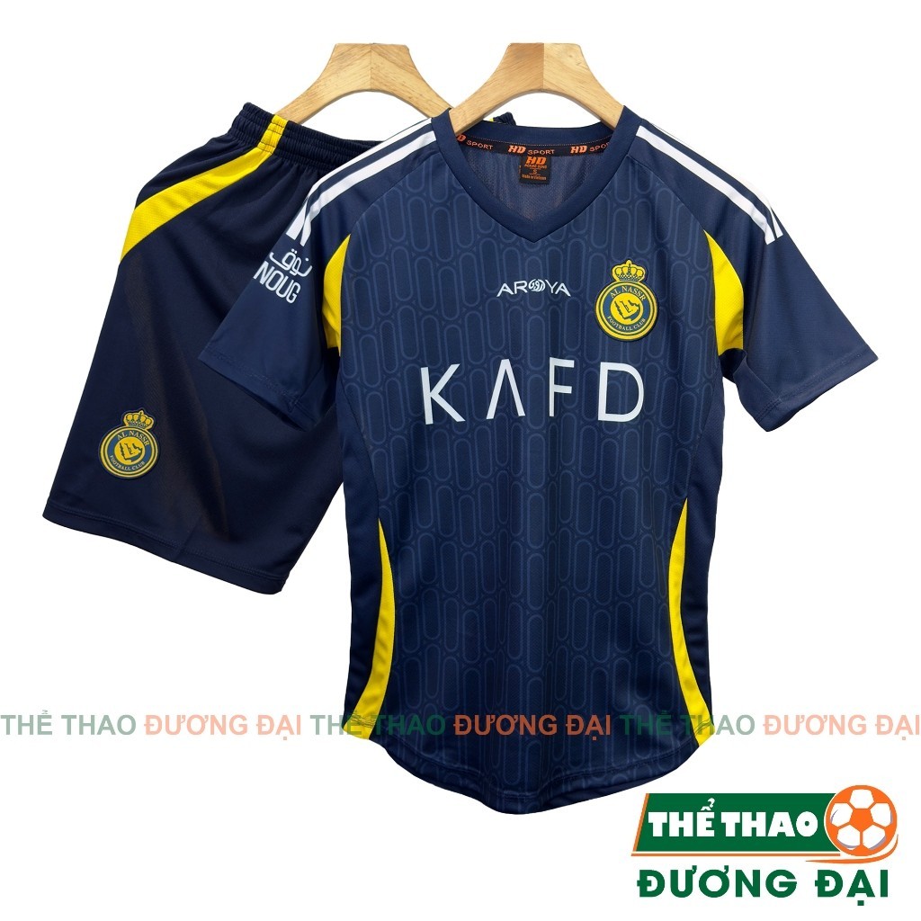 Quần Áo Bóng Đá Đồ Đá Banh Al Nassr Xanh Đen 2024 2025 Thun Lạnh Cao Cấp Thoáng Khí