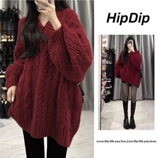 Áo len đỏ giáng sinh tết dệt kim rộng rãi mẫu mới mùa thu đông