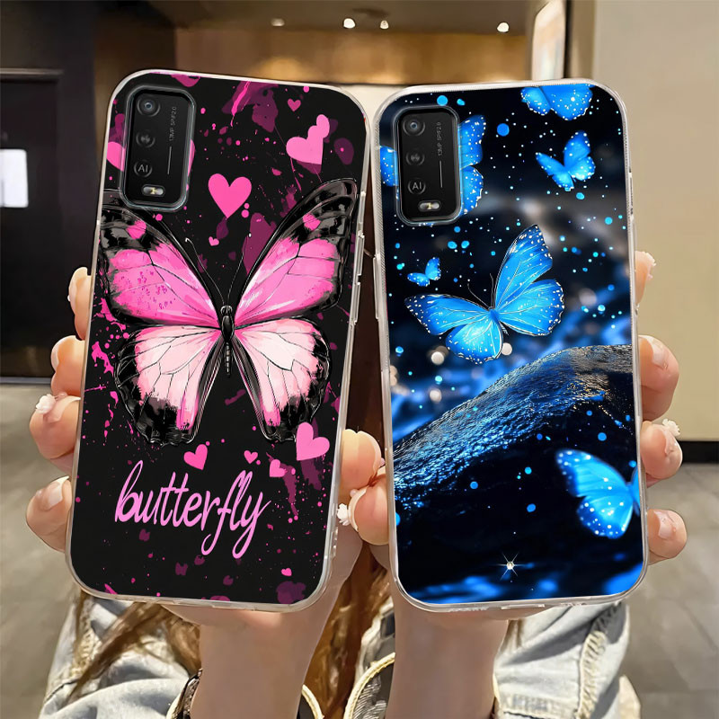 Dành Cho Wiko Power U20 U30 U10 Ốp Lưng Silicon Mềm Trong Suốt Bảo Vệ Cho Wiko Power U30 Bướm Hoa Đá