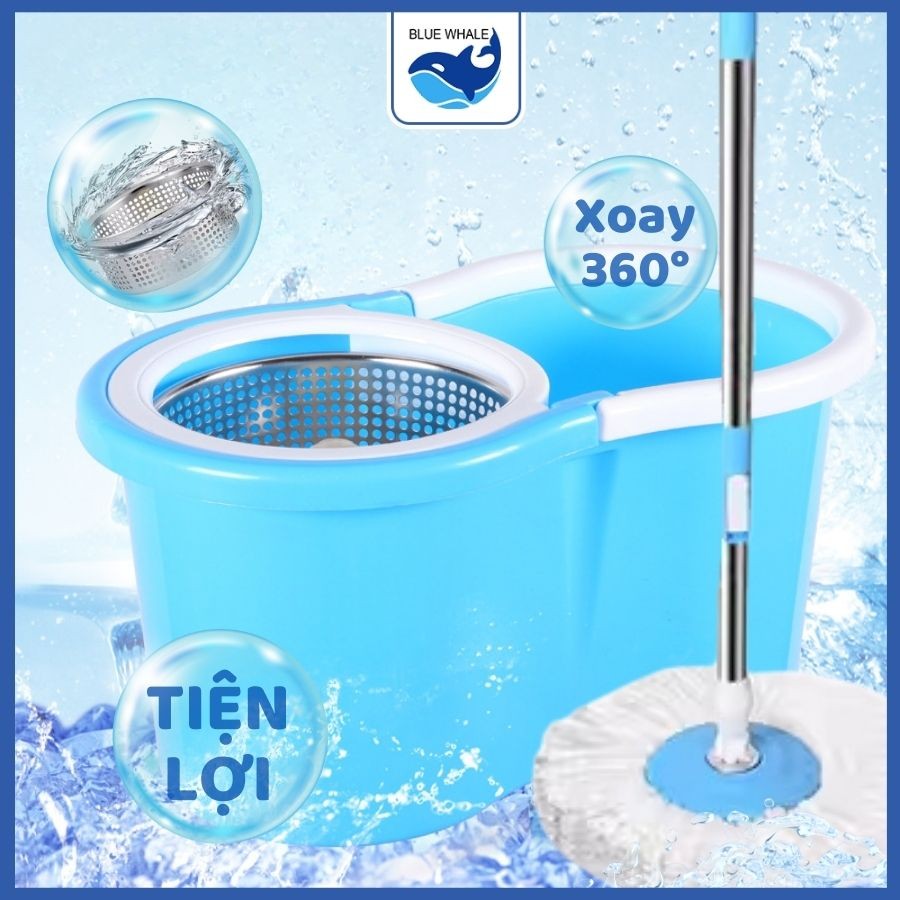 Bộ lau nhà thông minh 360 độ - Bộ lau nhà cao cấp cây inox 360 độ