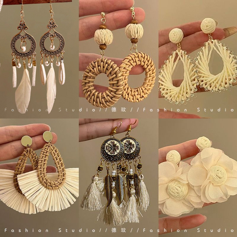 Bông Tai Chảy Bông Tai Đi Biển Phong Cách Kỳ Nghỉ Bãi Biển Bông Tai Bohemian Bông Tai Dài