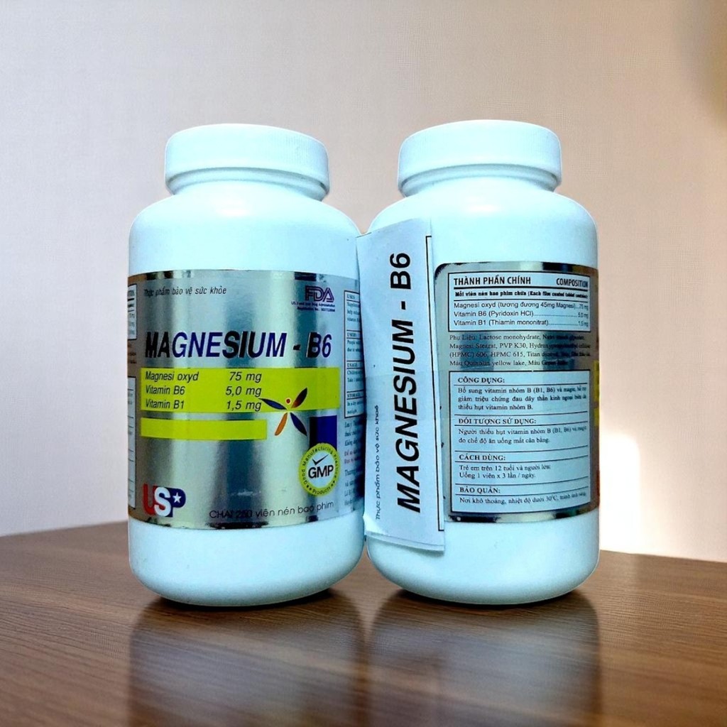 Magie B6 Magnesium B6 lọ 250 viên uống giúp bổ sung magie và vitamin B1 B6 cho cơ thể