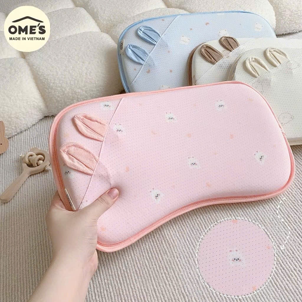 Gối Cao Su Thông Hơi Hãng OME'S Cho Bé Chất Liệu Mềm Mịn Thoáng Khí Giúp Bé Ngủ Ngon Cho Bé 1 Tháng- 2 Tuổi