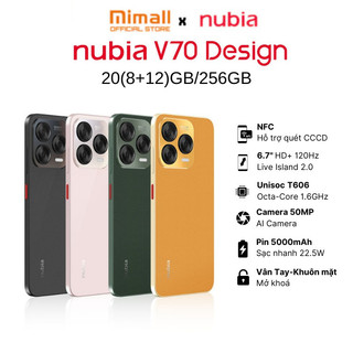   Mới  Điện thoại Nubia V70 Design 20 8+12 GB I 256GB - Hỗ trợ NFC I 6.7" 120Hz I 5000mAh 22.5W 