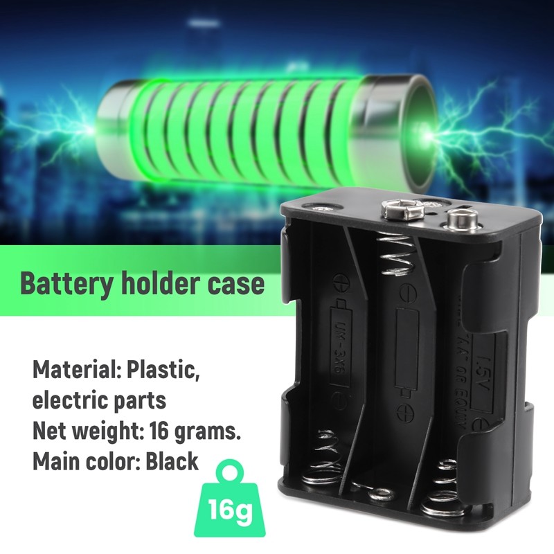 Hộp đựng pin AA hai mặt lò xo 6 x 1.5 V Màu đen touchtouch.vn
