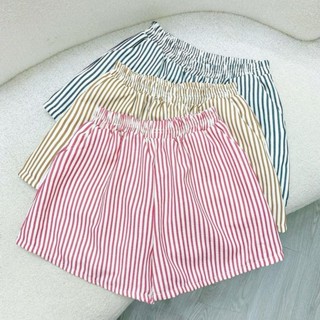 Quần đùi kẻ sọc bigsize nữ vải thô mềm lưng chun ống rộng thoải mái cho nữa chubby từ 50-95kg- Q554