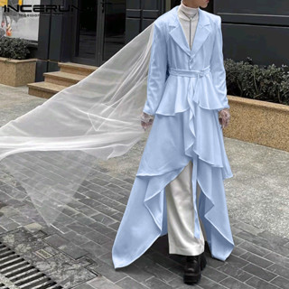  Incerun Nam Thời Trang Hàn Quốc Xù Viền Dài Tay Chữ A Áo Blazer Thường Ngày 