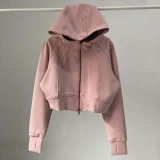 Áo hoodie Thể Thao Chất liệu không khí thời trang kiểu Mỹ Jiashucheng Áo liền mũ Cardigan dáng rộng xuân thu cho nữ áo khoác Ngắn Màu Trơn