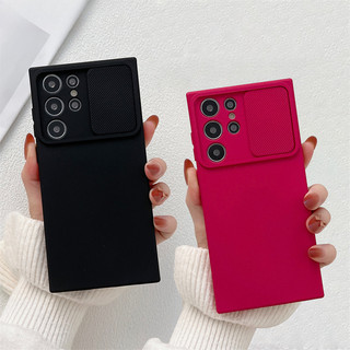  Ốp Lưng Mềm Silicon Lỏng Cho Samsung Galaxy S24 S23 S22 S21 S20 Plus Ultra FE A16 A06 A53 A03S A72 A52 5G A32 A22 Vỏ Camera Trượt 