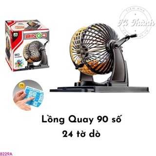  Bộ lồng quay Bingo lô tô 90 số 24 tờ dò trò chơi kêu số 