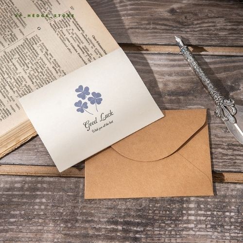 Thiệp quà tặng chúc mừng, thiệp craft DIY, phong cách vintage cổ điển, họa tiết đáng yêu đơn giản TNT-Kf Hedge Store