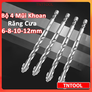 Bộ 4 Mũi Khoan Đa Năng Đầu Răng Cưa Thế Hệ Mới, Độ Cứng Cao, Chuyên Khoan Gạch Men, Đá, Bê Tông Phi 6 8 10 12mm TNT TOOL