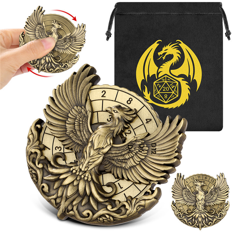 Creative Phoenix Shape DND Dice Roulette 7-in-1 Spinning Dice RPG Table Board Role Play Game Accesso